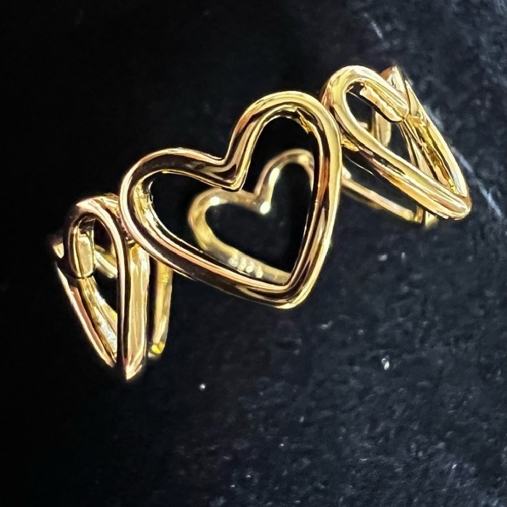 18k Open Heart Toe thumb or Midi Ring 18k gold vermeil adjusts